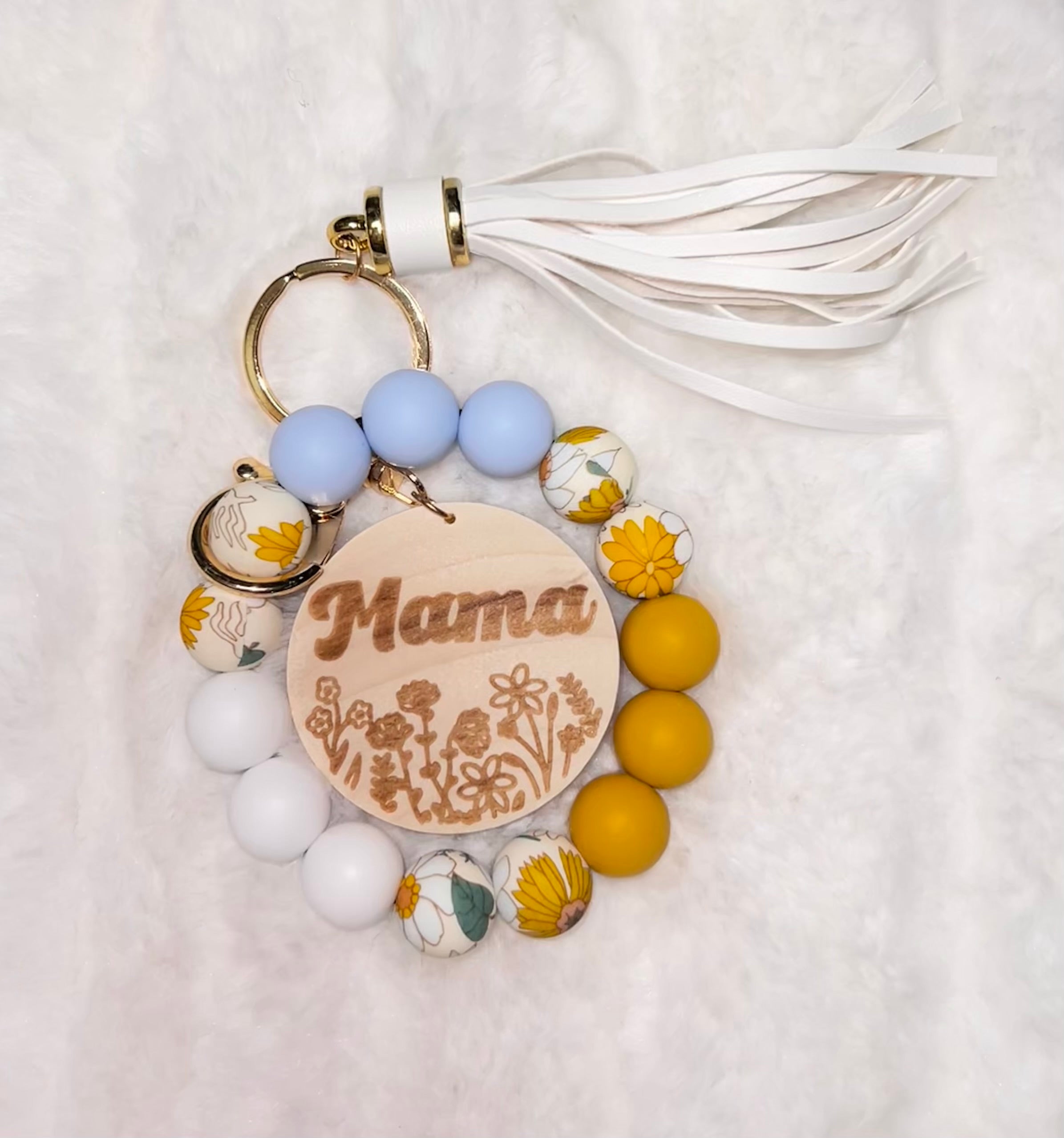 Silicone Mama Keychain Wristlet Key Ring Bracelet Beaded Keychain Wristlet  Keychain/non Slip/lobster Clasp Keychain Gifts for Mom 